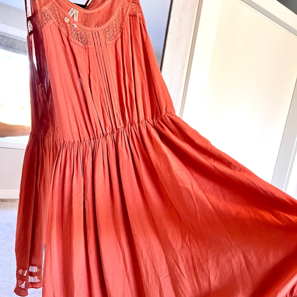 Gentle Fawn like new dark coral lace summer dress, size M